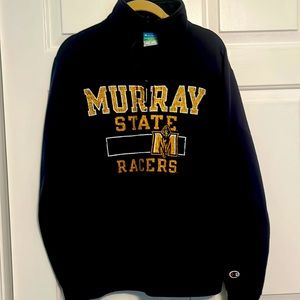 Navy blue and gold MSU halfzip sweatshirt